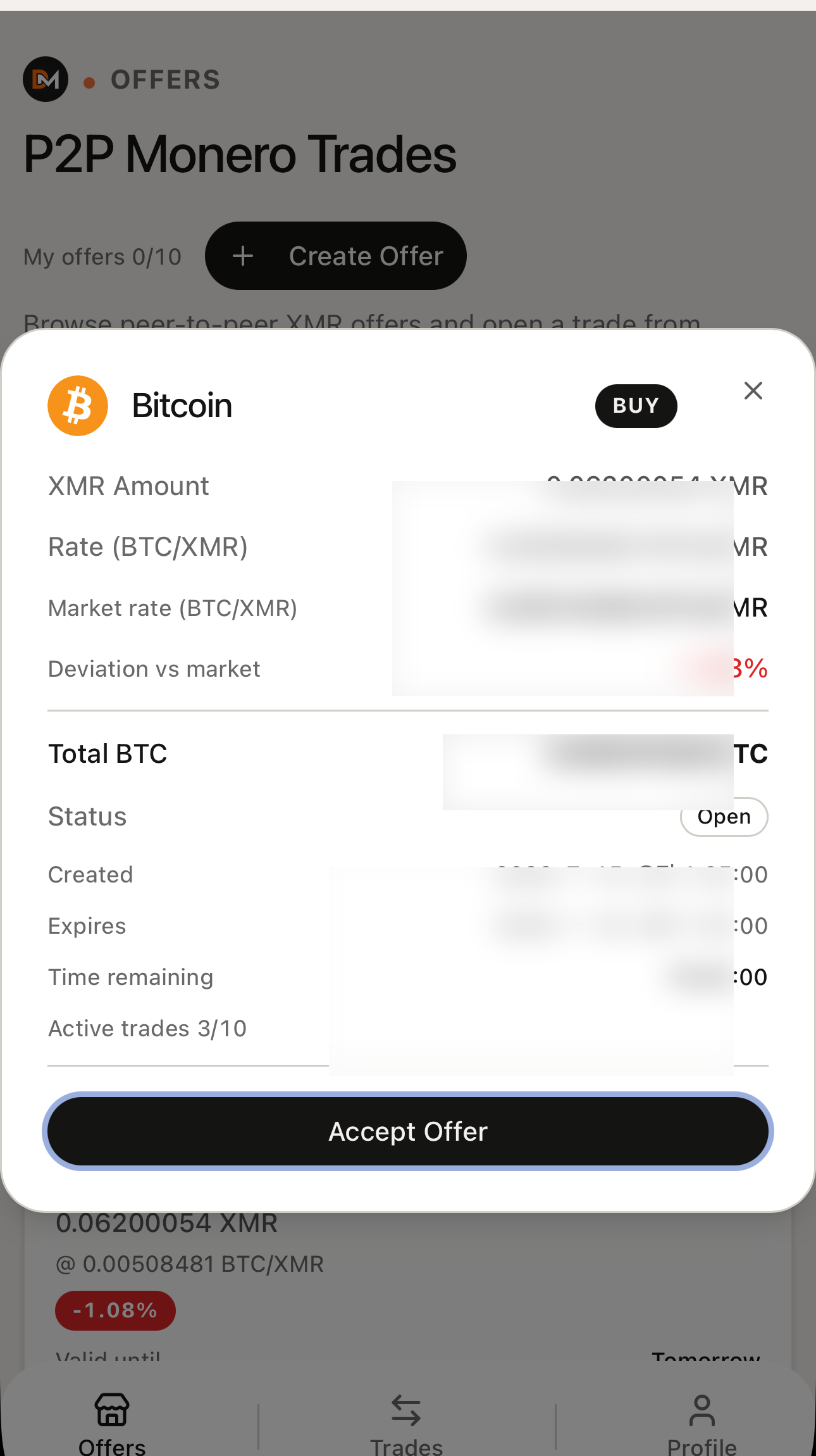 Trading P2P de XMR no Telegram